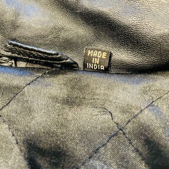 Mens Black Leather Coat  Haggar Size XL Heavy Winter Jacket u - Picture 11 of 12